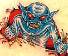 furious blue creature tattoo