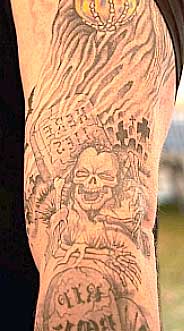 horror sleeve tattoo by Zack Barker