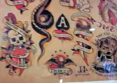 various tattoos on display